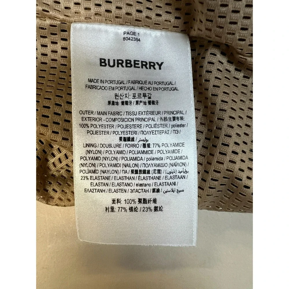 New Burberry Men's Swim Short Iconic Plaid Sheer Over Tan Mesh Pullon Pockets XS